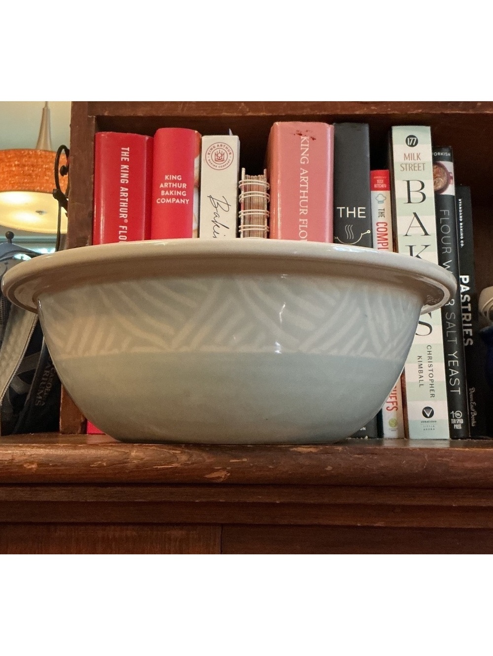 Vintage Kira Fournier Handmade Pottery Celadon Bundt Cake Pan